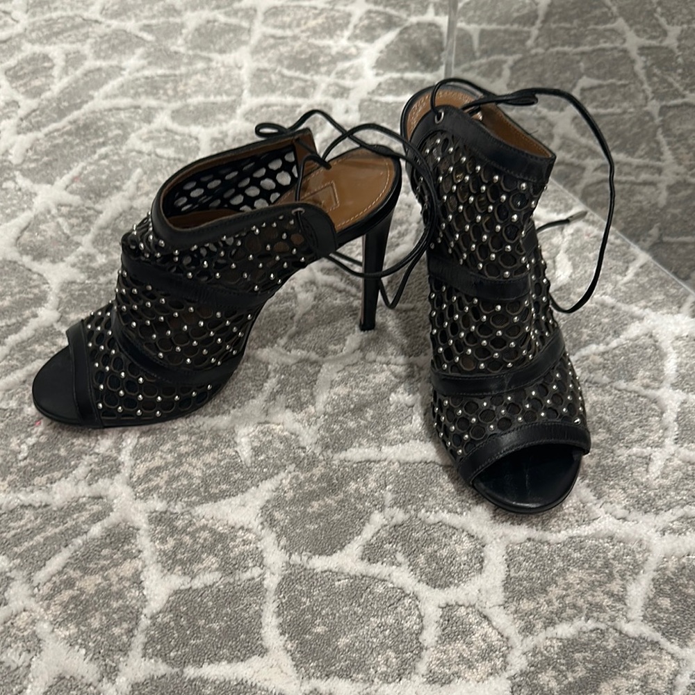 Aquazzura Black Studded Women's Heels